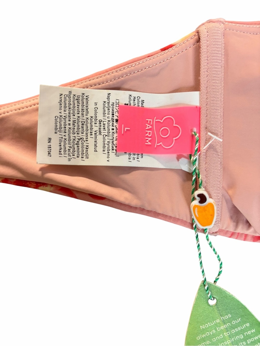 NWT Farm Rio Pink Lobster Print Bandeau Bikini Top Size L Braided Halter Swim - Picture 7 of 9